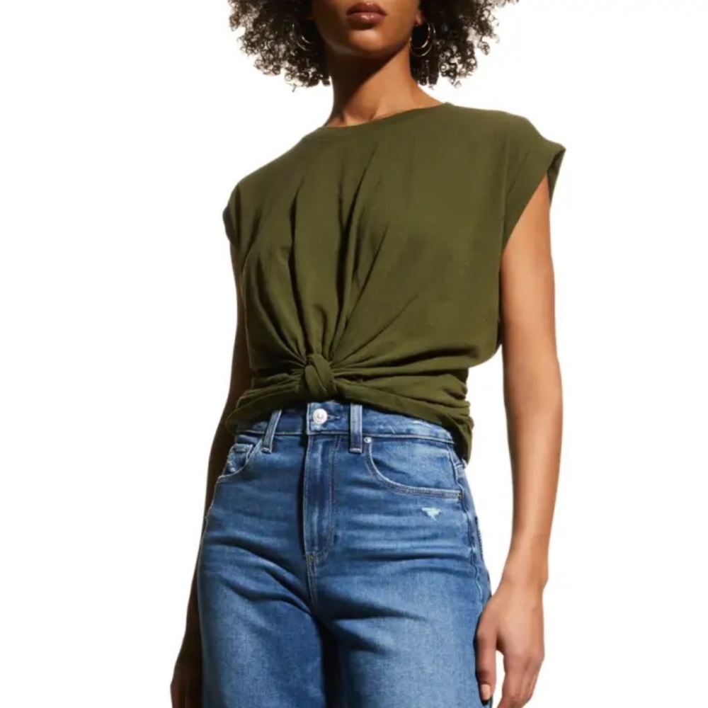 NWOT Frame knotted roll sleeve T shirt in s/p